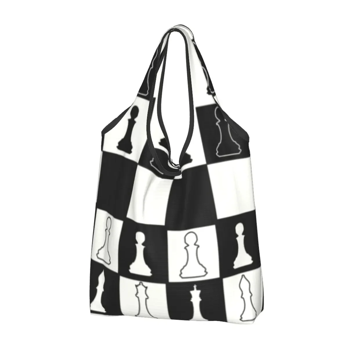 Šachy Nákup Nákupní Tote Bag Ženy Vtipné Šachovnici Shopper Tašky Přes Rameno Velká Kapacita Kabelka